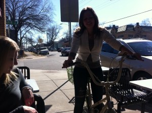 chatting on the sidewalk